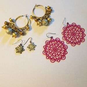 Gold and Pink Earrings Set